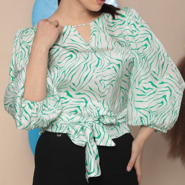 Green & White Vivento Blouse in Nairobi